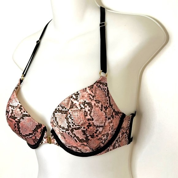 NWOT VICTORIA’S SECRET PINK SNAKE PRINT VERY SEXY PUSH UP BRA CAGE BACK SIZE 34B - Picture 5 of 13
